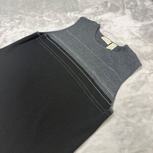 Apostrophe Woman Tank Top 24/26W Plus Size‎ Sleeveless Gray Black Ribbed Knit
